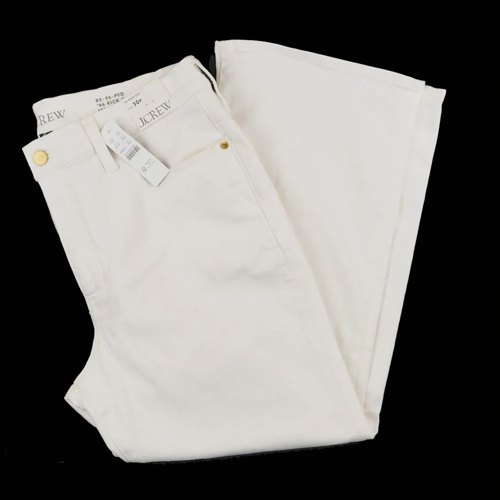 New JCREW Size 30 P 30P Petite High-Rise Kickout Jean in White $148 CH910